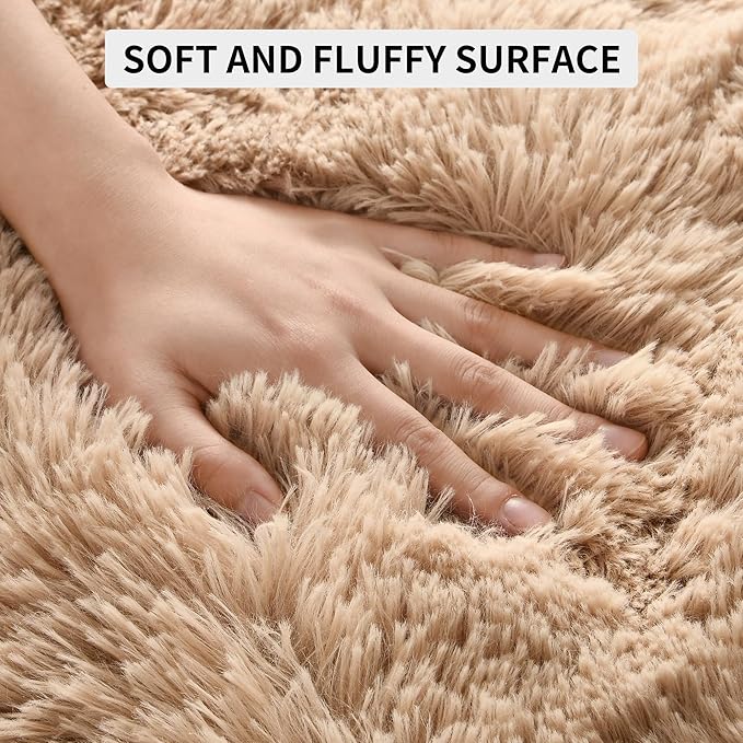 Tepook Area Rugs 10x14 for Living Room, Super Soft Fluffy Rugs for Bedroom, Modern Shaggy Rug Fuzzy Carpets for Kids, Plush Indoor Nursery Home Decor Rug with Non-Slip Bottom, Beige