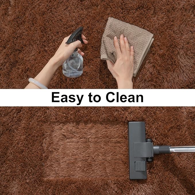 Soft Runner Rugs for Bedroom Hallways, 2x4 Brown Fluffy Shag Throw Area Rug Non Slip for Bedside Dorm, Long Shaggy Furry Carpet for Nursery Living Room