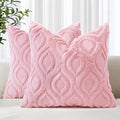 decorUhome Summer Throw Pillow Covers 22x22 Inch Set of 2, Soft Plush Faux Wool Light Pink Solid Couch Pillow Covers, Accent Euro Sham Farmhouse Neutral Square Pillow Cases for Sofa Bed Living Room