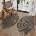 Lahome Enfys Modern Rainbow Round Rug, 6ft Easy Jute Circle Patio Rug Washable Indoor Outdoor Living Room Carpet, Farmhouse Natural Contemporary Round Carpet for Entryway Backyard
