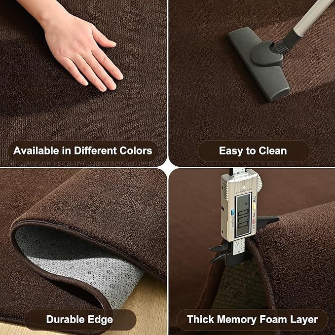 Amearea Large Modern Area Rugs for Bedroom Living Room, 6x9 Feet Brown Thickened Memory Foam Rug, Fluffy Indoor Washable Rugs Non Slip Minimalist Carpet for Boys Girls Dorm Nursery Room Decor