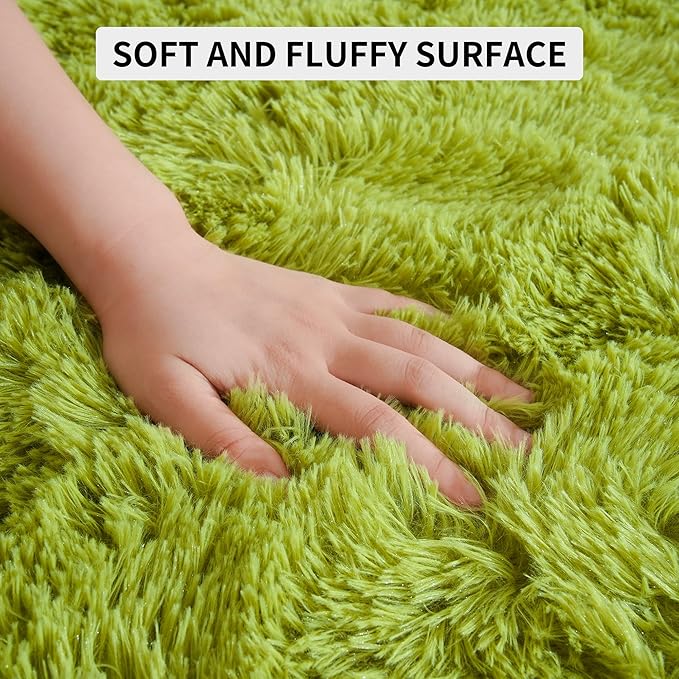 Tepook Area Rugs 9x12 for Living Room, Super Soft Fluffy Rugs for Bedroom, Modern Shaggy Rug Fuzzy Carpets for Kids, Plush Indoor Nursery Home Decor Rug with Non-Slip Bottom, Grass Green