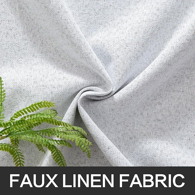 MIULEE Linen Texture Curtains for Bedroom Solid 100% Blackout Thermal Insulated Grayish White Curtains Grommet Room Darkening Curtains/Drapes for Living Room Nursery 52x63 Inch (2 Panels)