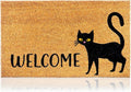 Black Cat - 17"x29" - Coir Door Mat with Heavy Duty Backing - Welcome Mats for Entryway, Porch - Anti-Slip PVC & Coconut Fiber Surface - Natural Home Accessories, Minimalist Original Design