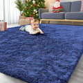 OLANLY 10x12 Machine Washable Large Area Rugs for Living Room, Bedroom, Soft Fluffy Shaggy Bedside Rug, Indoor Floor Carpet for Kids Girls and Boys, Dorms, Nursery, Home Decor Aesthetic, Navy Blue