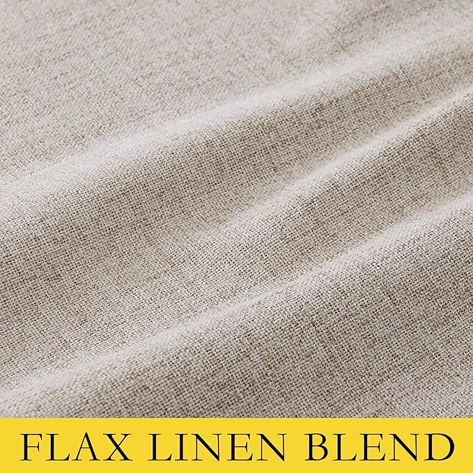 NICETOWN Oatmeal Vintage Open Linen Weave Flax Thermal Curtains, 100% Blackout Curtains 84 inches Long for Dining Room, Soundproof Window Treatment Drapes for Hall Room, 52" Wide Per Panel, Set of 2
