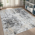 5x7 Area Rugs for Living Room Rug Washable: Abstract Rug for Dining Room Bedroom Carpet Non Slip 5 by 7 Indoor Modern Nursery Home Office Black Grey Gold