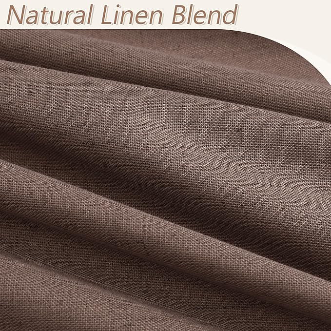 Guken 100% Blackout Curtains 102 Inch Length 2 Panels Set for Living Room Bedroom Back Tab Thermal Insulated Black Out Linen Drapes Room Darkening Mocha Mousse,52x102