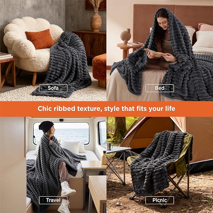 Bedsure GentleSoft Grey Fleece Twin Blanket for Couch -Cozy Soft Blankets for Women, Cute Small Throws for Girls, 60x80 Inches