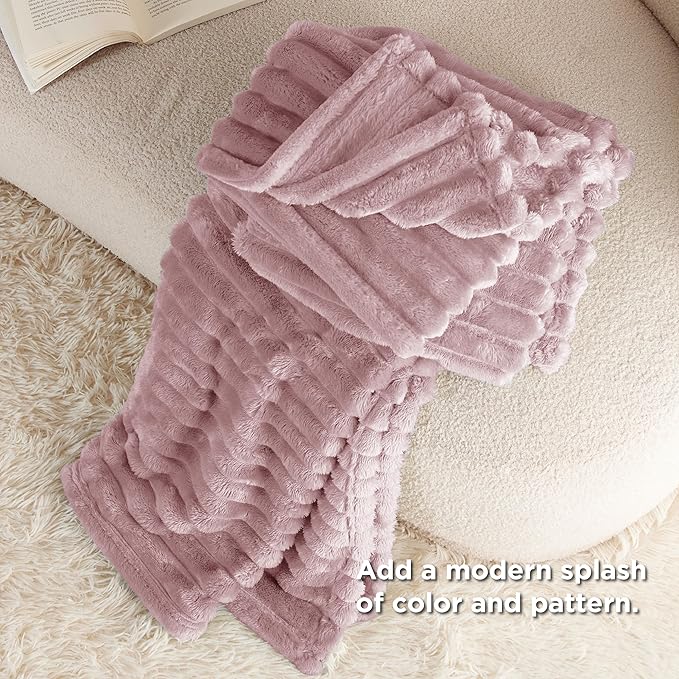 Bedsure GentleSoft Pink Fleece Blanket for Couch - Cozy Soft Blankets for Women, Cute Small Throws for Girls, 50x70 Inches