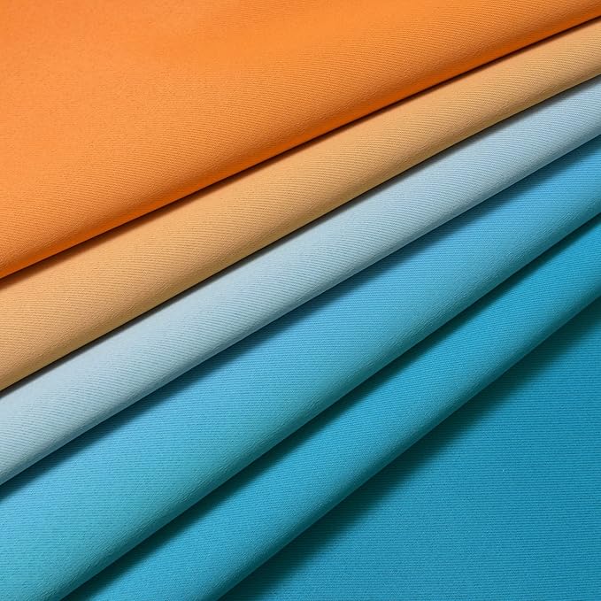 Yakamok Ombre Orange and Blue Curtains for Bedroom, Gradient Room Darkening Curtains, Grommet Thermal Insulated Light Blocking Window Drapes/Curtain for Living Room,52 x 36 Inch,2 Panels