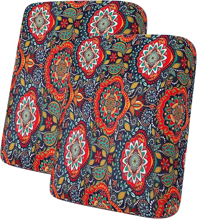 hyha Printed Couch Cushion Covers, Floral Sofa Covers Washable for 2 Cushion Couch, Stretch Pattern Outdoor Cushion Covers for Patio Furniture with Elastic Bottom(2 Packs, Mandala Floral)