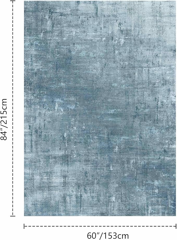 Latte&Fog 5x7 Area Rugs for Living Room Bedroom, Blue Modern Abstract Neutral Washable Rug, Boho Non Slip Low Pile Carpet for Dining Room, Dorm, Classroom, College Dorm, Farmhouse and Kids Room - Blue