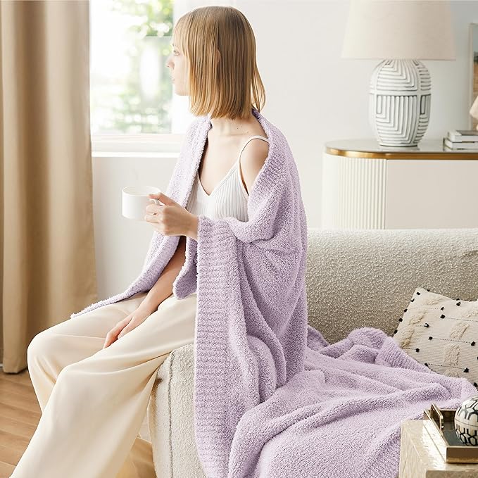 Bedsure Gentlesoft Cozy Knit Throw Blanket - Super Soft Fluffy Blanket for Couch, Bed, Sofa, Lightweight Warm All Season Plush Blankets, Mothers Day, Birthday Gifts for Her Him, Purple, 50x60 Inches