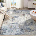 UERMEI 6x9 Area Rug Living Room Rugs Thickened - Washable Neutral Modern Abstract Soft Rug Indoor Floor No Slip Rug Carpet for Bedroom Under Dining Table Home Office Decor - Denim Blue