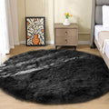 ORINOVA Black Round Rugs 6ft Fluffy Washable Faux Sheepskin Shaggy Fur Rugs for Bedroom Plush Shag Rug for Living Room Nursery Large Circle Rug