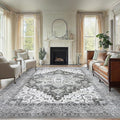 AMADA HOMEFURNISHING 9x12 Area Rugs, Low-Profile Large Washable Area Rug with Non-Slip Backing & Durable Edge Binding, Vintage Rugs for Living Room, Bedroom & Dinning Room