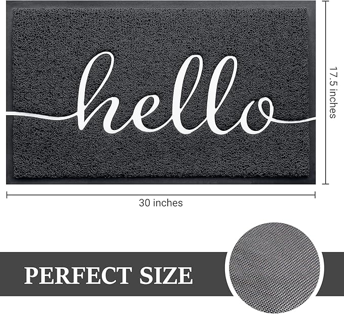 BeneathYourFeet Door Mat (30"x17.5",Black), Welcome Mat Low Profile Front Doormat Floor Mat Non Slip Rugs for Entryway, Patio, High Traffic Areas