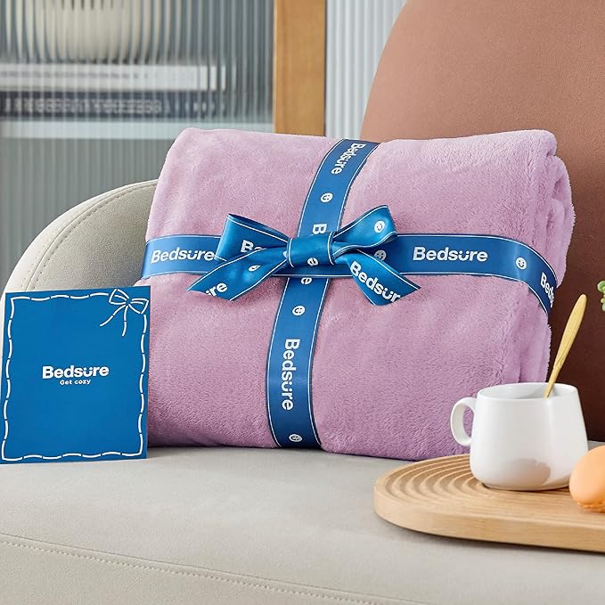 Bedsure GentleSoft Fleece Throw XL Blanket Light Purple - 300GSM Soft Lightweight Plush Cozy Blankets for Bed, Sofa, Couch, Travel, Camping, 50x70 inches