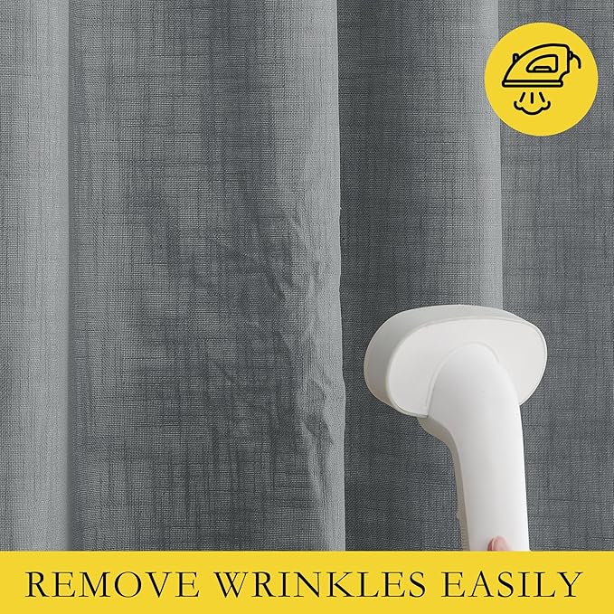 NICETOWN 100% Blackout Linen Texture Curtains 90 inches Long, Dove Grey, 2 Pcs, Thermal Insulated Full Blackout 2-Layer Lined Drapes, Energy Efficiency Window Draperies for Boy's Room