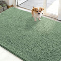 OLANLY Dog Door Mat for Muddy Paws 48x30, Absorbs Moisture and Dirt, Absorbent Non-Slip Washable Doormat, Quick Dry Chenille Mud Mat, Entry Indoor Entryway Carpet for Inside Floor, Olive Green