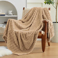 EXQ Home Fleece Throw Blanket for Couch or Bed - 3D Imitation Turtle Shell Jacquard Decorative Blankets - Cozy Soft Lightweight Fuzzy Flannel Blanket Suitable for All Seasons(50"×60",Brown)