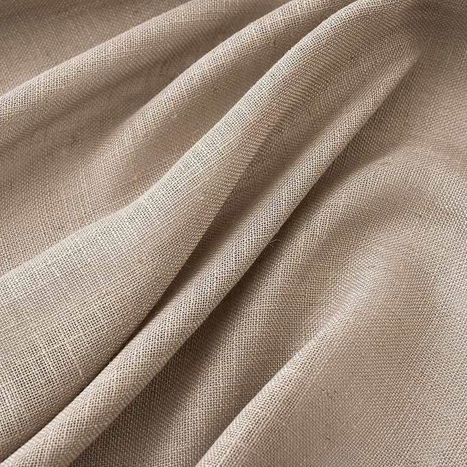 MIULEE Taupe Linen Curtains 108 Inches Long for Bedroom Living Room, Soft Thick Linen Textured Window Drapes Semi Sheer Light Filtering Rod Pocket Back Tab Burlap Look Farmhouse Decor, 2 Panels