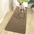 OLANLY Dog Door Mat for Muddy Paws 70x24, Paw Print Design, Absorbs Moisture and Dirt, Absorbent Non-Slip Washable Doormat, Quick Dry Chenille Mud Mat for Dogs, Entry Indoor Entryway Carpet, Tan