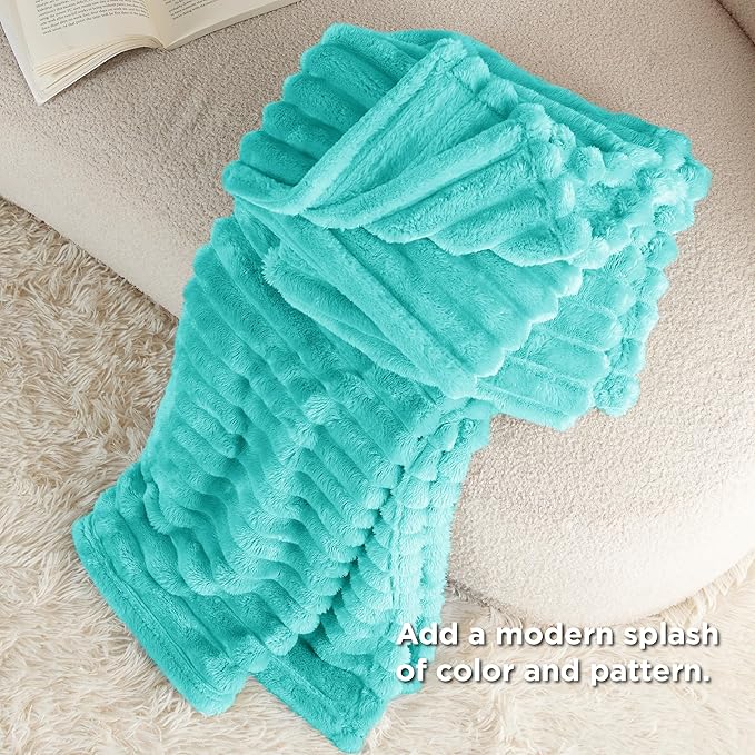 Bedsure GentleSoft Blue Fog Fleece Blanket for Couch - Cozy Soft Blankets for Women, Cute Small Throws for Girls, 60x80 Inches