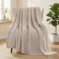 Whale Flotilla Extra Large Fuzzy Fleece Throw Blanket for Couch, 50x70 Inch Fluffy Warm Soft Jacquard Blankets for All Season, Lightweight and Cozy, Camel