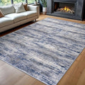 KOZYFLY Rugs for Living Room 8x10 Modern Ombre Living Room Area Rug, Washable Large Thin Rugs Non-Slip Soft Striped Rug for Bedroom, Print Grey-Blue Abstract Carpet for Laundry/Kid Room