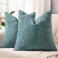 decorUhome Summer Teal Chenille Throw Pillow Covers 16x16 Set of 2 Textured Soft Cozy Slubby Couch Pillow Covers Modern Farmhouse Boho Decorative Pillow Cases for Bed Sofa Living Room