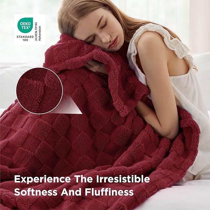 Bedsure GentleSoft Twin Blanket for Bed Red - Super Soft Cozy Mother's Day Blankets for Kids Girls, Cute Fuzzy Fleece Throws for Bedroom Couch, 60x80 Inches