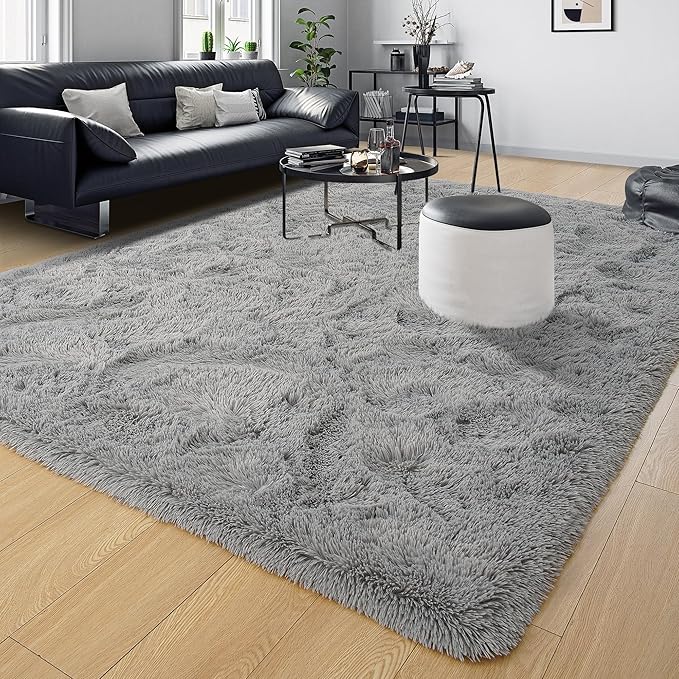 Tepook Area Rugs 10x14 for Living Room, Super Soft Fluffy Rugs for Bedroom, Modern Shaggy Rug Fuzzy Carpets for Kids, Plush Indoor Nursery Home Decor Rug with Non-Slip Bottom, Grey