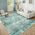 LEPEII 5x7 Area Rugs, Abstract Rugs for Living Room, Indoor Non-Slip Washable Rug for Bedroom, Dining Room, Low Pile Home Decor Neutral Area Rug-Green
