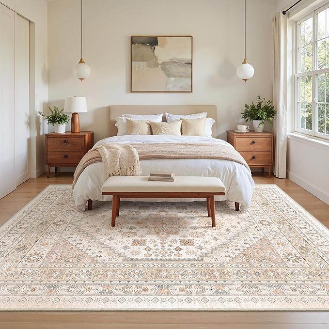 zesthome 6x9 Area Rug, Super Soft Washable Rugs for Living Room, Non-Slip Stain Resistant Vintage Rugs, Ultra-Thin Large Area Rugs