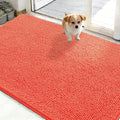 OLANLY Dog Door Mat for Muddy Paws 50x30, Absorbs Moisture and Dirt, Absorbent Non-Slip Washable Doormat, Quick Dry Chenille Mud Mat for Dogs, Entry Indoor Entryway Carpet for Inside Floor, Coral