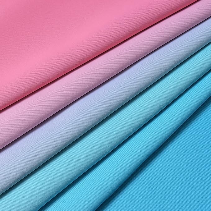 Yakamok Ombre Pink and Blue Curtains for Bedroom, Gradient Room Darkening Curtains, Grommet Thermal Insulated Light Blocking Window Drapes/Curtain for Living Room,52 x 72 Inch,2 Panels