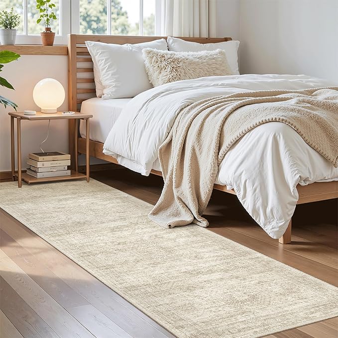 Runner Rug 2'x8' Washable Non-Slip Runner Rugs for Kitchen Bathroom Laundry Room Beige Vintage Floor Carpet Runners for Hallway Entryway