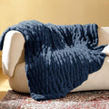 Ultra Soft Cozy Faux Fur Throw Blanket, Fuzzy Plush Thick Bubble Blanket, Oversize Luxury Fluffy Blanket for Couch, Sofa, Bedroom, and Living Room,50x60 Inches,Double Sided Blue