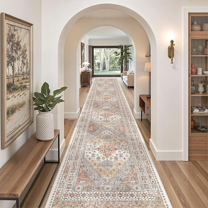 zesthome Washable Runner Rug 2.5x16 - Stain Resistant Entryway Rug,Ultra-Thin Kitchen Rugs, Anti Slip Backing Runner Rugs for Entrance Laundry Room Indoor Hallway (Orange,2.5'x16')