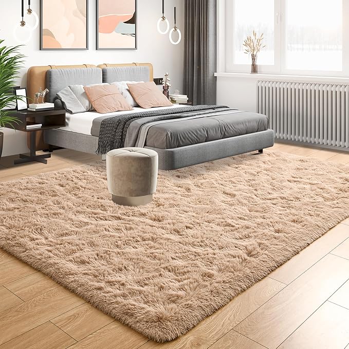 Tepook Area Rugs 10x14 for Living Room, Super Soft Fluffy Rugs for Bedroom, Modern Shaggy Rug Fuzzy Carpets for Kids, Plush Indoor Nursery Home Decor Rug with Non-Slip Bottom, Beige