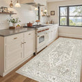 Madane Hallway Runner Rug 4x8 Wide: Washable Thin Runners for Hallways Entry, Non Slip Soft Vintage Kitchen Rugs Low Pile Carpet Runners for Living Room Bedroom Dining Room Foyer (Beige/Brown, 4x8)