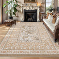 GarveeHome Provence 6x9 Area Rugs, Botanical Grove Vintage Cottagecore Non-Slip Washable Rug for Bedroom Living Room Nursery Kitchen Low-Pile Retro Large Carpet Pinkish Brown