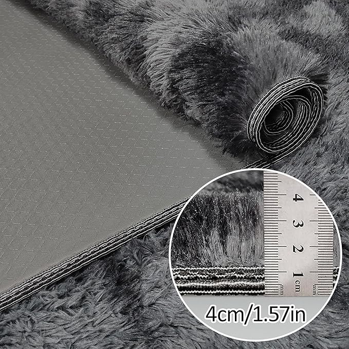 Tie-Dyed Runner Rug for Bedroom Black Grey 2x8ft Fluffy Area Rug Bedside Runner Rug for Kids Room Boys Teens Nursery Baby Living Room Dorm Home Decor Carpets