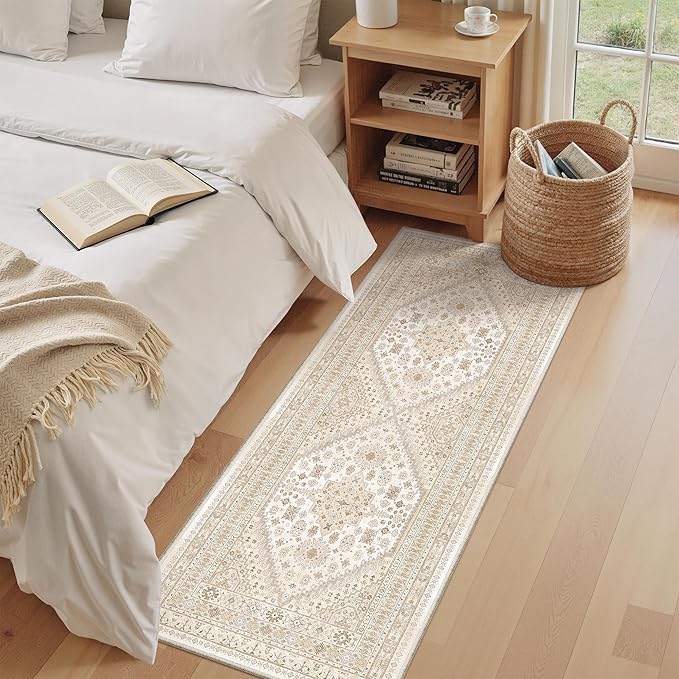 zesthome Runner Rug 2x5 - Stain Resistant Machine Washable Rug, Non Slip Vintage Hallway Runner Rugs, Low Pile Lightweight Runners for Kitchen, Entryway and Corridor