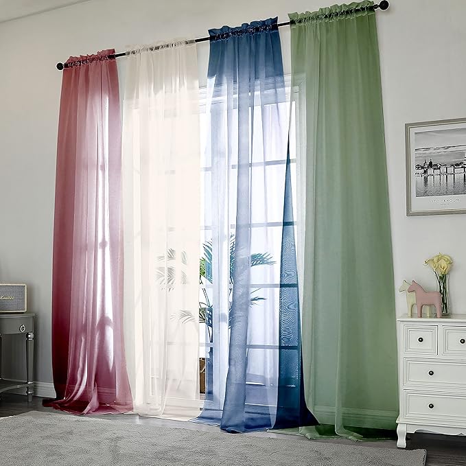 Chyhomenyc Ivory Sheer Curtains 108 Inch Long 2 Panels Set, Light Filtering Long Window Treatment Drapes for Living Room Bedroom Canopy, Each 42Wx108L inches, 9 Feet L, Set of 2, Ivory