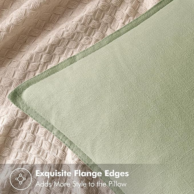 MIULEE Decorative Linen Pillow Covers 20x20 Inch Light Green Boho Farmhouse Neutral Spring Couch Throw Pillows for Bed Pack of 2 Accent Modern Pillowcase Summer Sofa Livingroom Home Decor