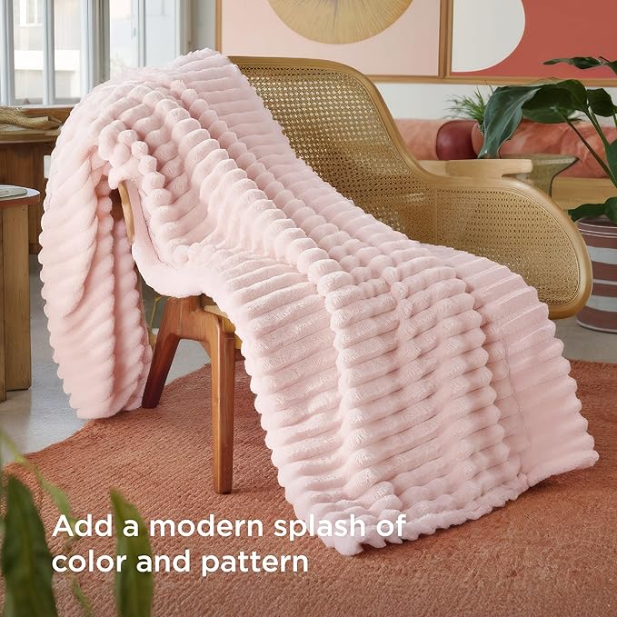 Bedsure GentleSoft Pink Throw Blanket for Couch - Cozy Soft Blankets Gifts for Women, Spring Cute Small Fleece Throws for Girls, Pink Decor for Home Room, Crystal Pink, 50x60 Inches