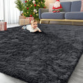 OLANLY 8x12 Machine Washable Large Area Rugs for Living Room, Bedroom, Soft Fluffy Shaggy Bedside Rug, Indoor Floor Carpet for Kids Girls and Boys, Dorms, Nursery, Home Decor Aesthetic, Black